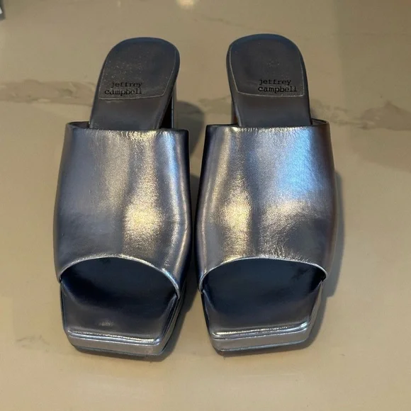 Jeffrey Campbell Caviar Platform Mules in Silver - Picture 3 of 5